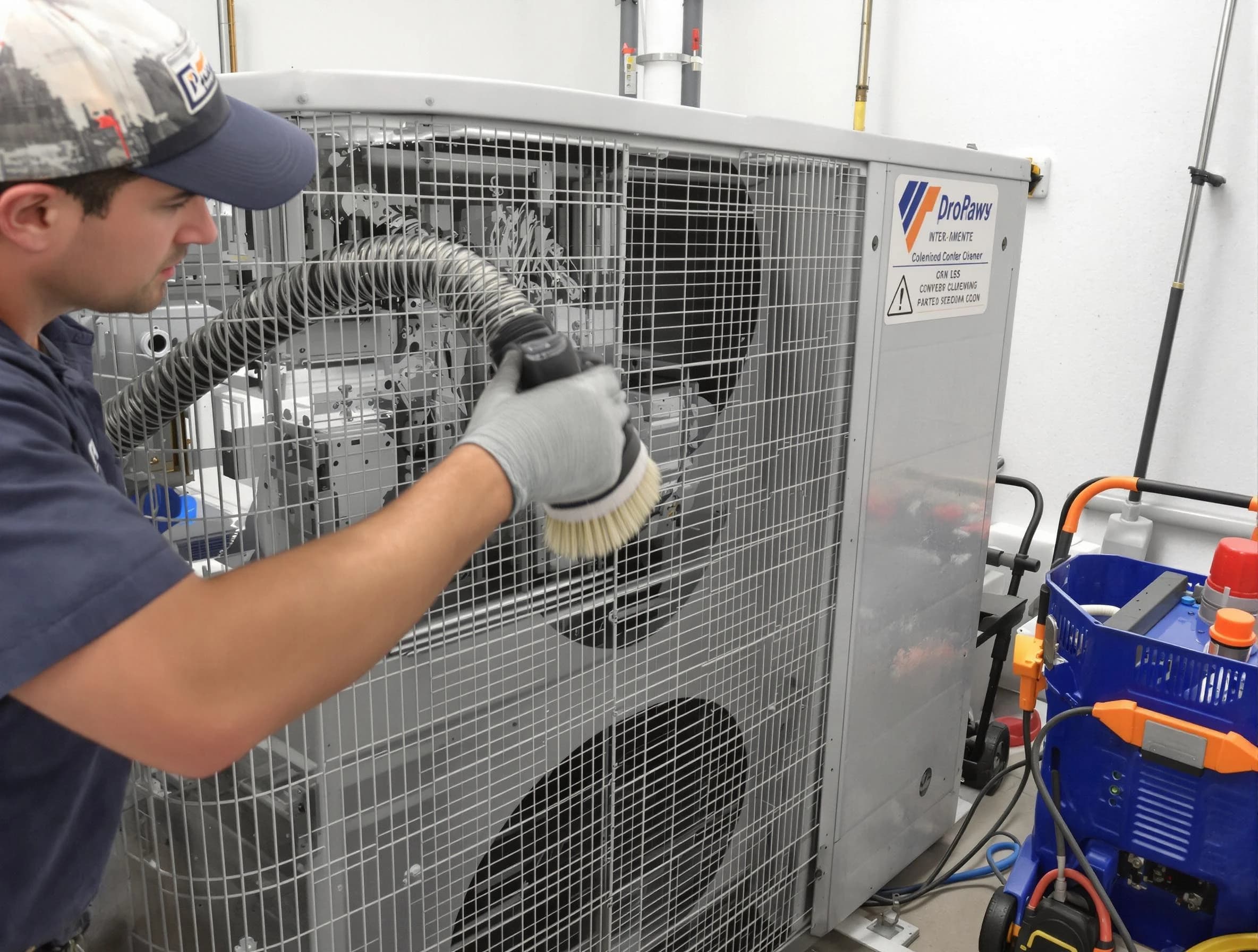 Mustang Air Duct Cleaning specialist performing precision AC coil cleaning for improved system performance in Mustang