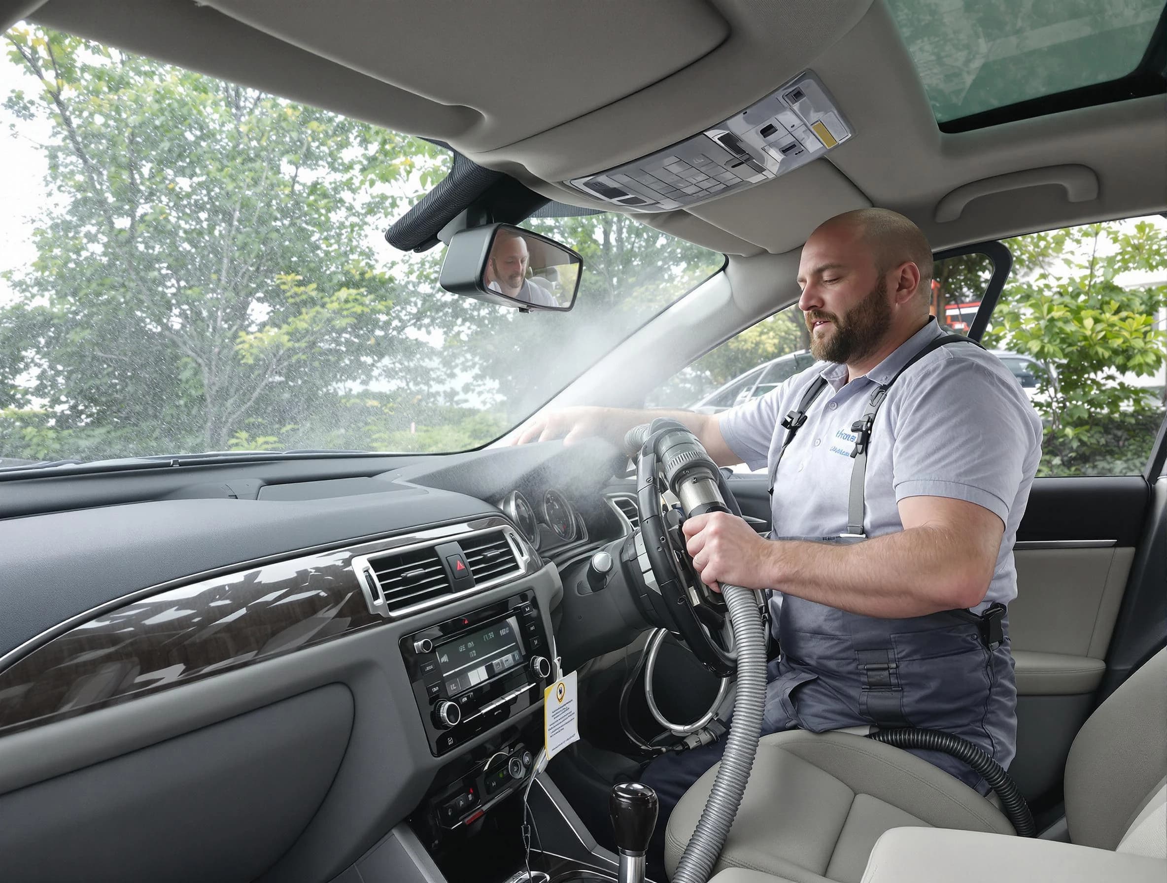 Mustang Air Duct Cleaning specialist performing professional car duct cleaning in Mustang