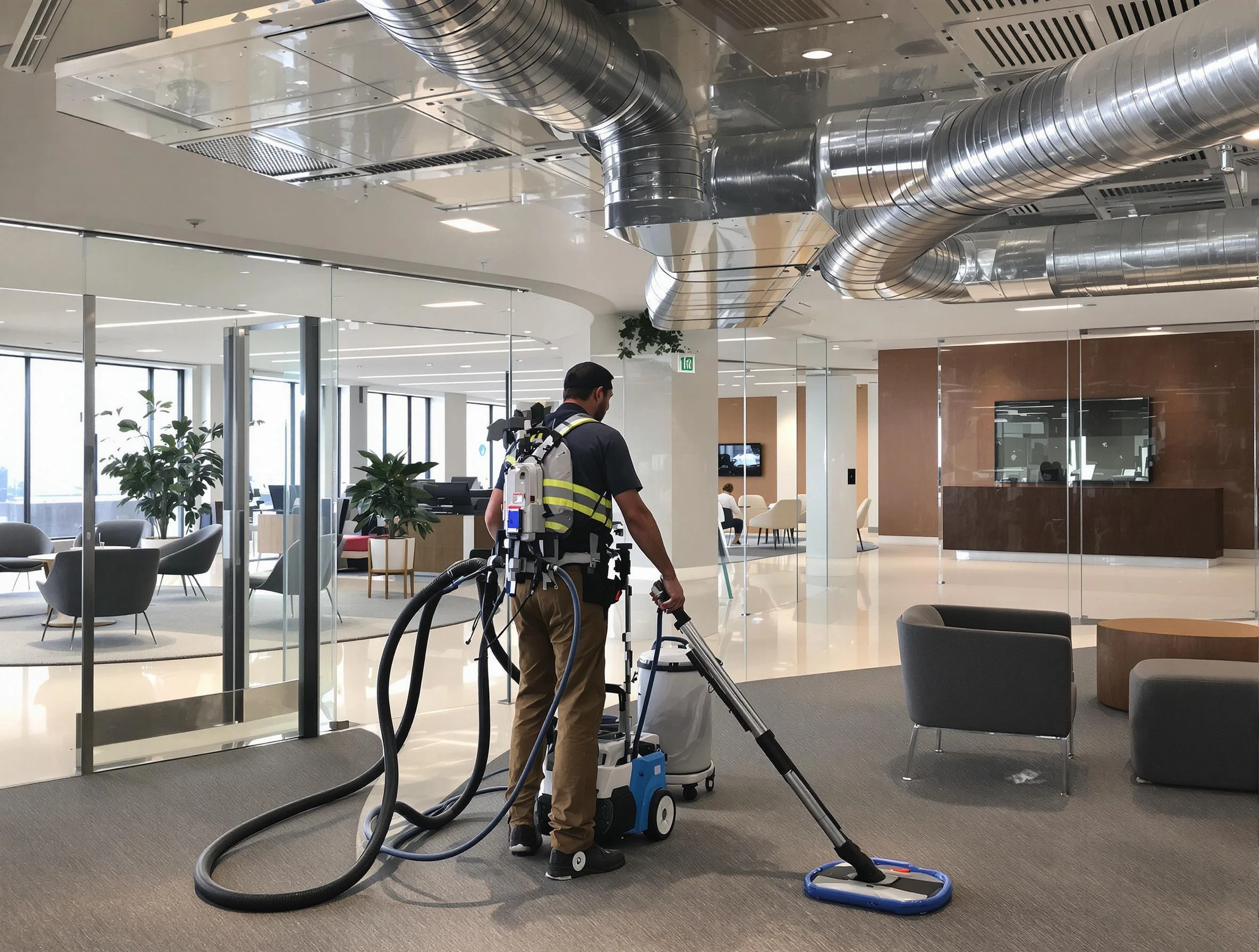 Commercial duct cleaning service by Mustang Air Duct Cleaning in Mustang