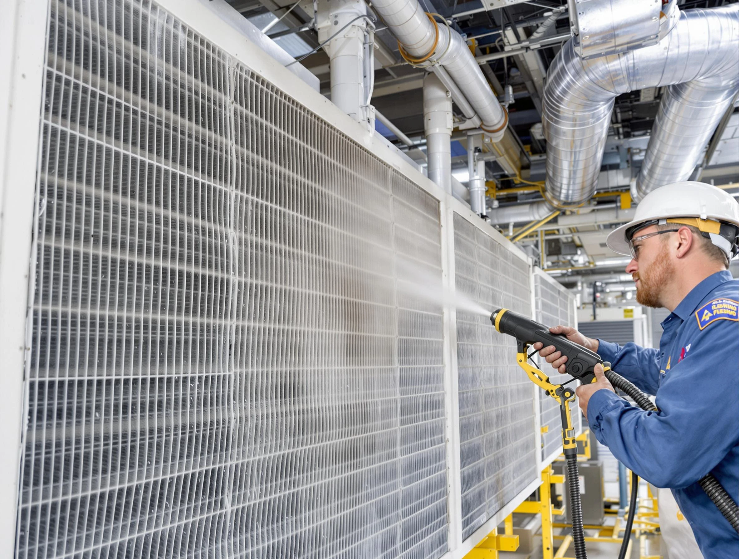 Professional commercial coil cleaning by Mustang Air Duct Cleaning in Mustang